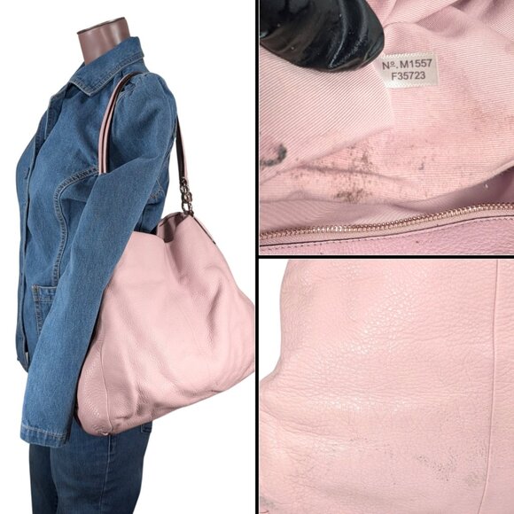 SOLD Coach Pink Pebbled Leather Madison Phoebe Hobo Shoulder Bag F35723 READ - Picture 12 of 12